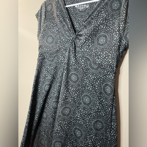 Soybu Sport Women's Athletic Dress Large Black Gray Twist Front Short Sleeve - Picture 2 of 4